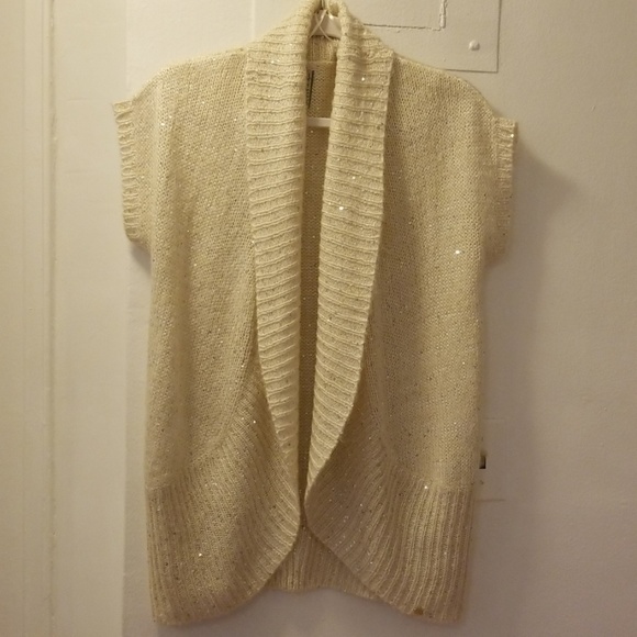 NWOT Guess white sequined cardigan size XS-S - Picture 2 of 8